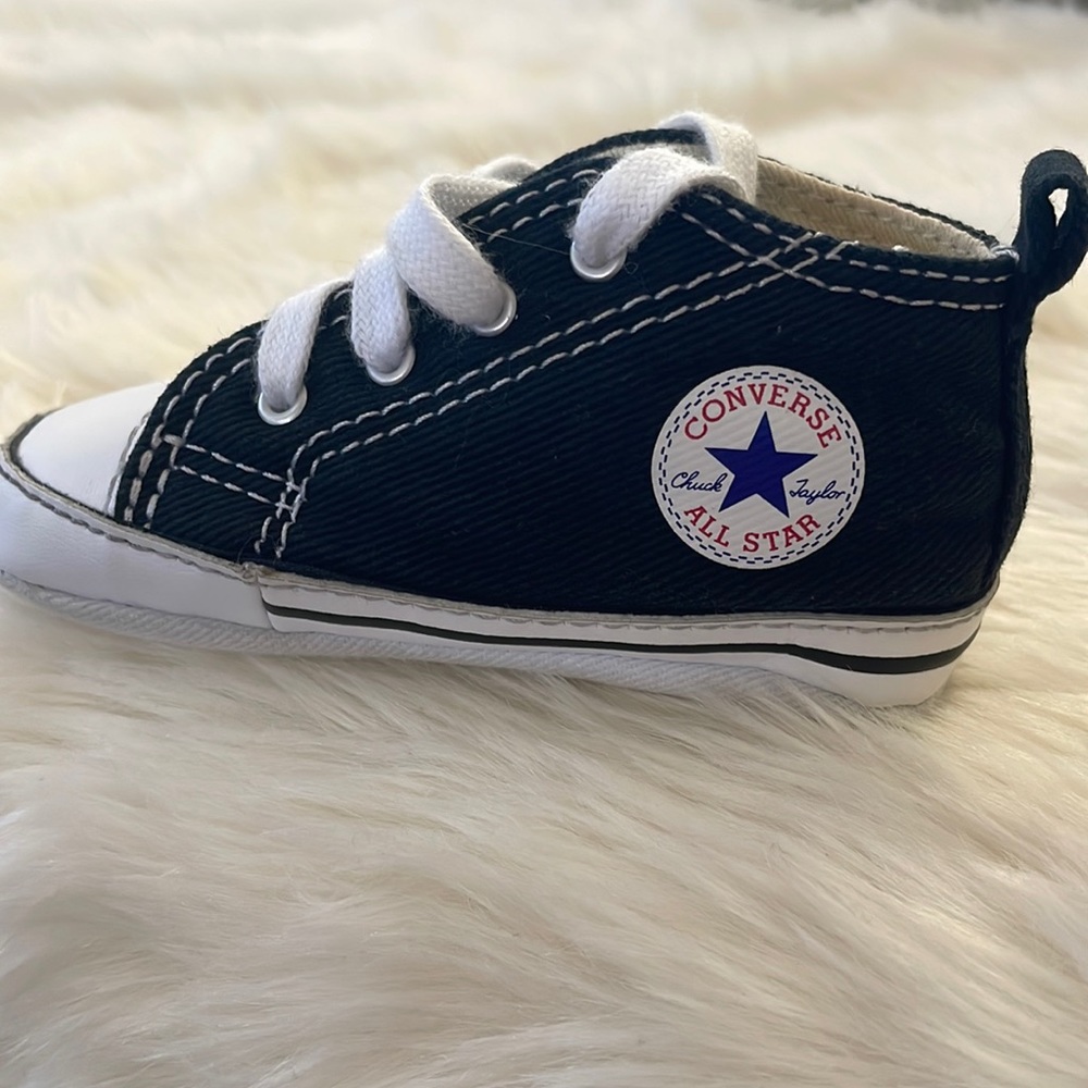 Black infant Converse crib shoes